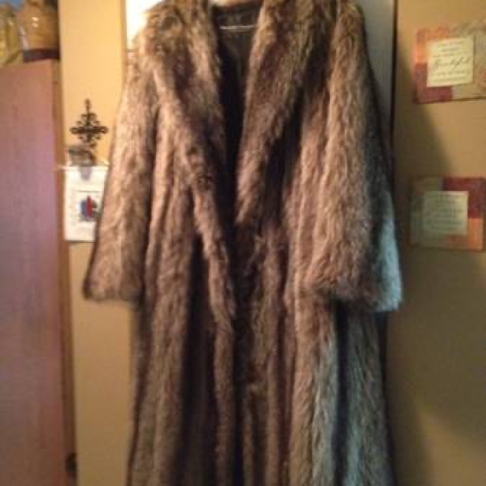 Full length raccoon coat